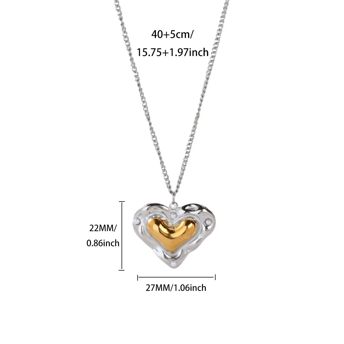 Heart Shape Necklace For Women In 304 Stainless Steel With Multicolor Design