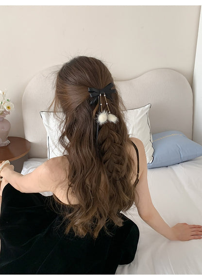 Sweet Style Hair Clip With Red Tassel Pattern, Perfect For New Year Hair Accessories