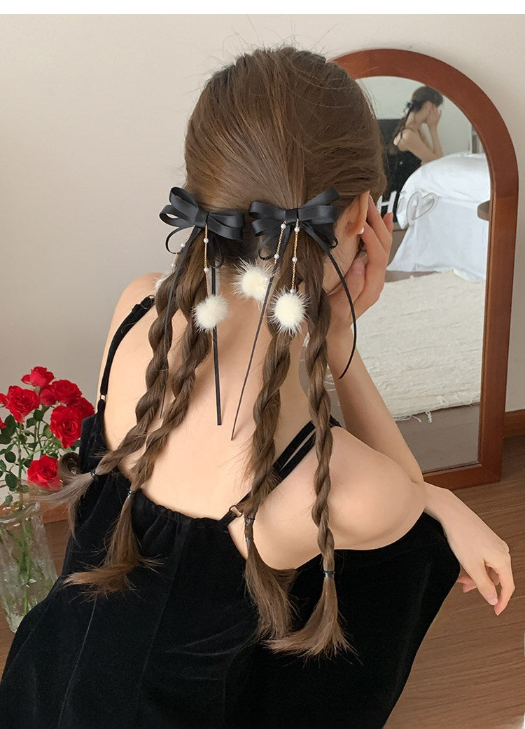 Sweet Style Hair Clip With Red Tassel Pattern, Perfect For New Year Hair Accessories