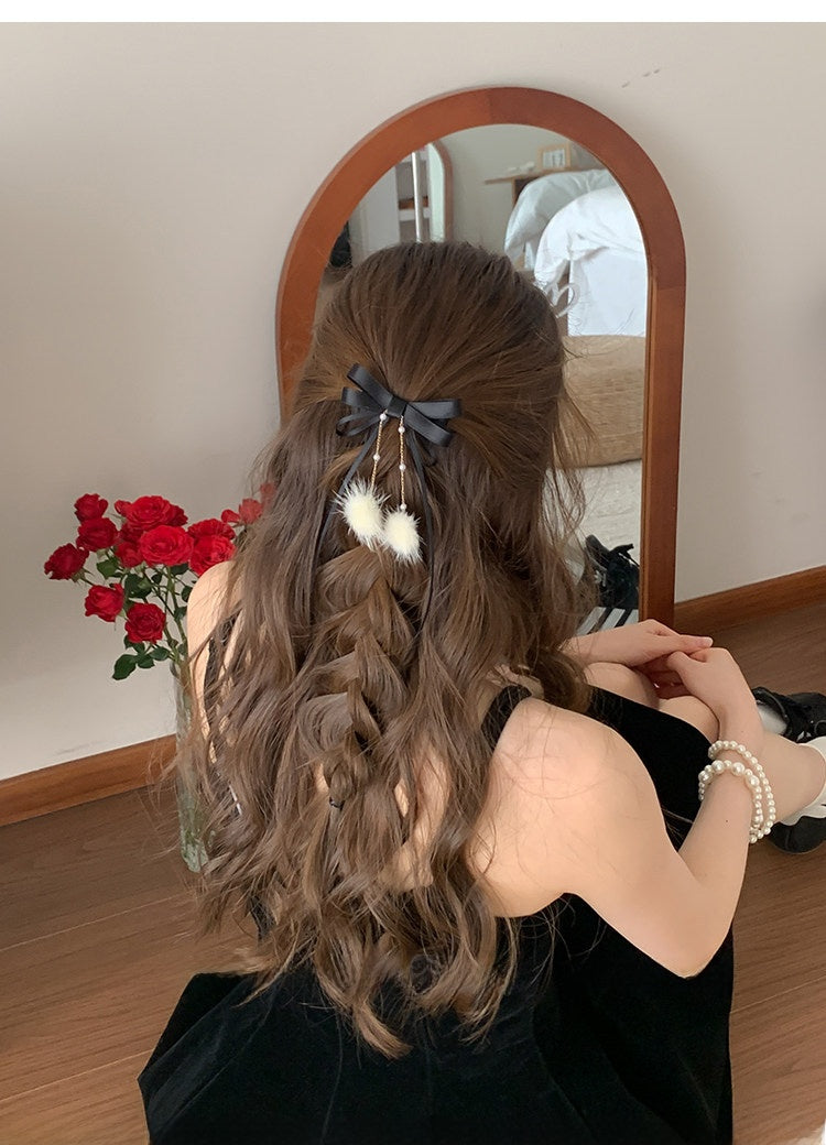 Sweet Style Hair Clip With Red Tassel Pattern, Perfect For New Year Hair Accessories