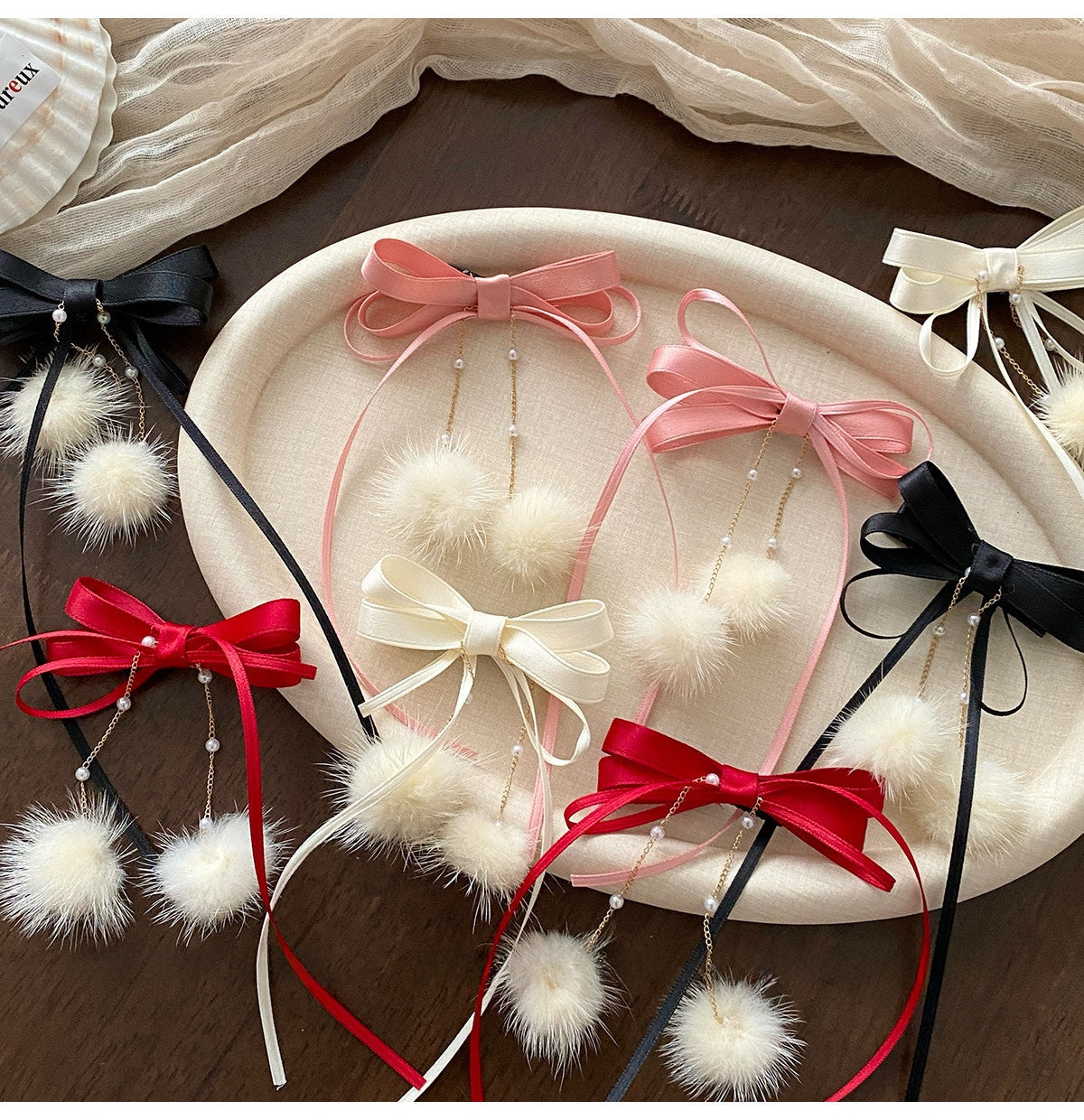 Sweet Style Hair Clip With Red Tassel Pattern, Perfect For New Year Hair Accessories