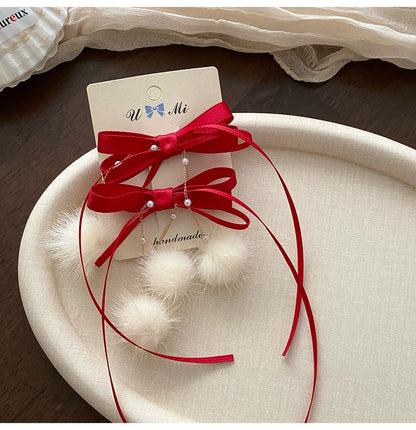 Sweet Style Hair Clip With Red Tassel Pattern, Perfect For New Year Hair Accessories