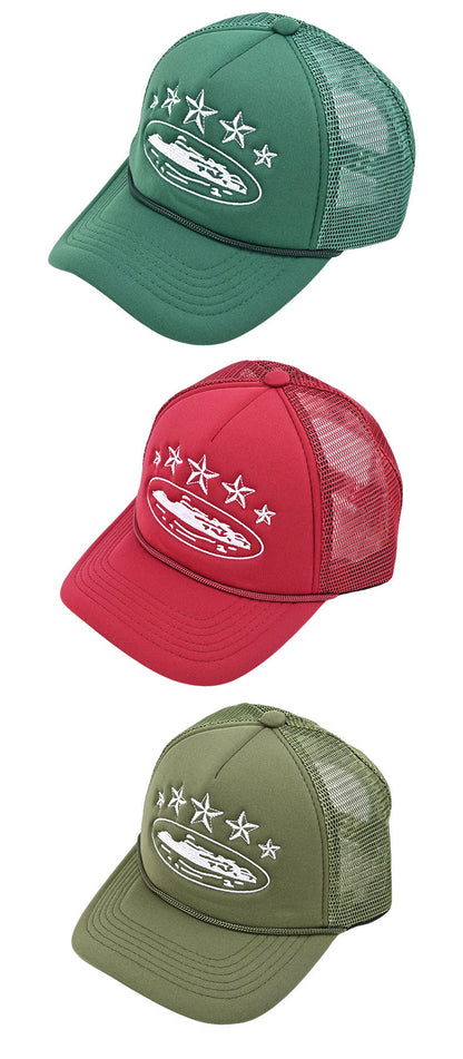 Embroidery Baseball Cap With Curved Brim In Army Green, Cotton Material For Spring & Summer Adults
