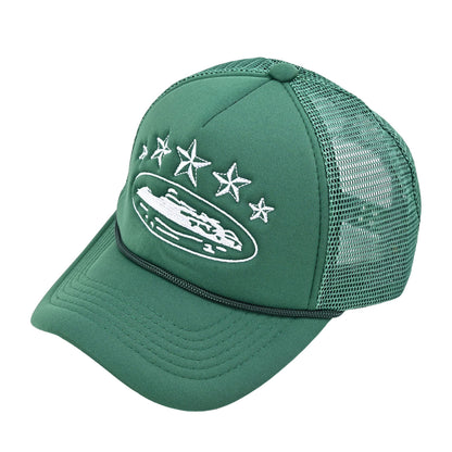 Embroidery Baseball Cap With Curved Brim In Army Green, Cotton Material For Spring & Summer Adults