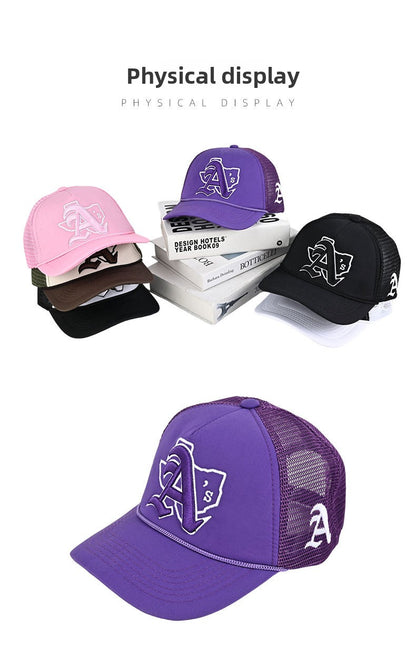 Embroidery Baseball Cap With Curved Brim In Natural Pink, Cotton Material For Spring & Summer Adults