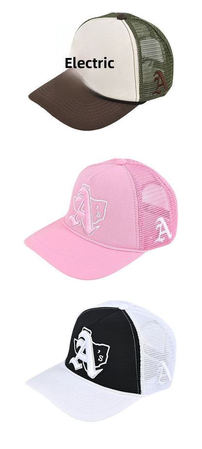 Embroidery Baseball Cap With Curved Brim In Natural Pink, Cotton Material For Spring & Summer Adults