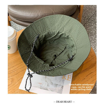 Ruffled Brim Bucket Hat For Adults In Army Green, Made Of Polyester, Perfect For Spring & Summer