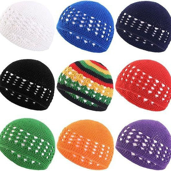 Adults' Wool Cap With Grain Pattern In Coffer Color, Made From Wool Yarn, Suitable As Ethnic Or Religious Headscarf