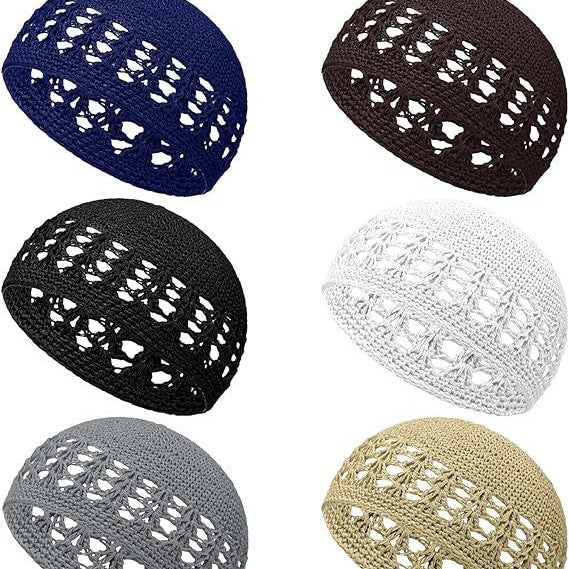 Adults' Wool Cap With Grain Pattern In Coffer Color, Made From Wool Yarn, Suitable As Ethnic Or Religious Headscarf