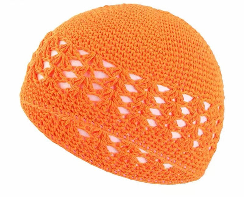 Adults' Wool Cap With Grain Pattern In Coffer Color, Made From Wool Yarn, Suitable As Ethnic Or Religious Headscarf