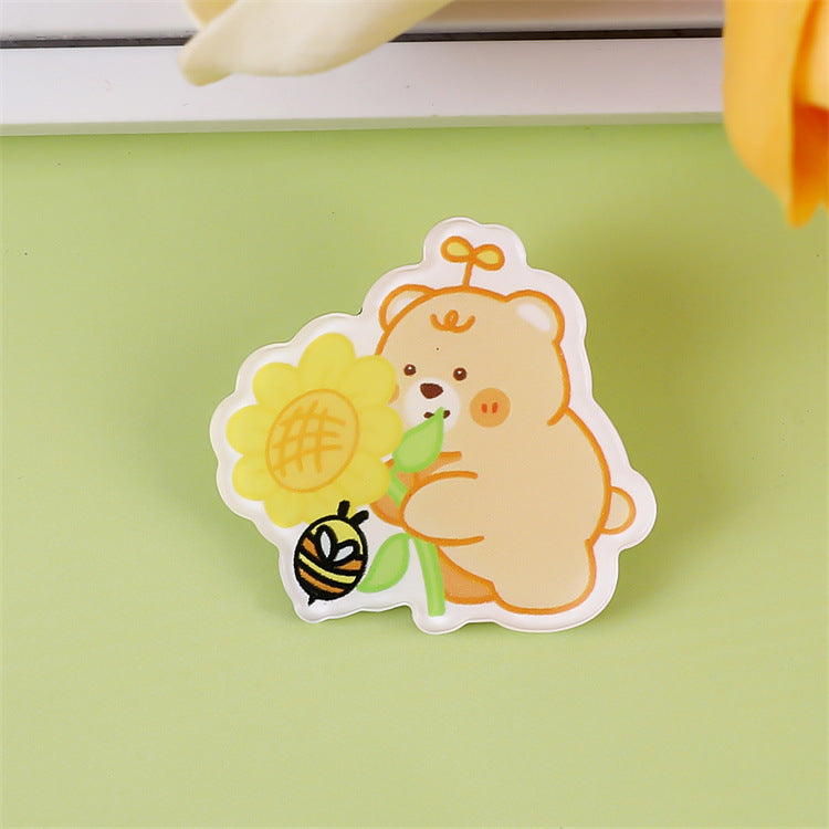 Animal Bear Cartoon Pin Brooches Made Of Acrylic Featuring Cute Design