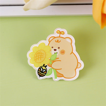Animal Bear Cartoon Pin Brooches Made Of Acrylic Featuring Cute Design