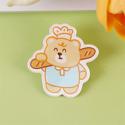 Animal Bear Cartoon Pin Brooches Made Of Acrylic Featuring Cute Design