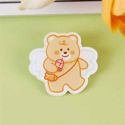 Animal Bear Cartoon Pin Brooches Made Of Acrylic Featuring Cute Design