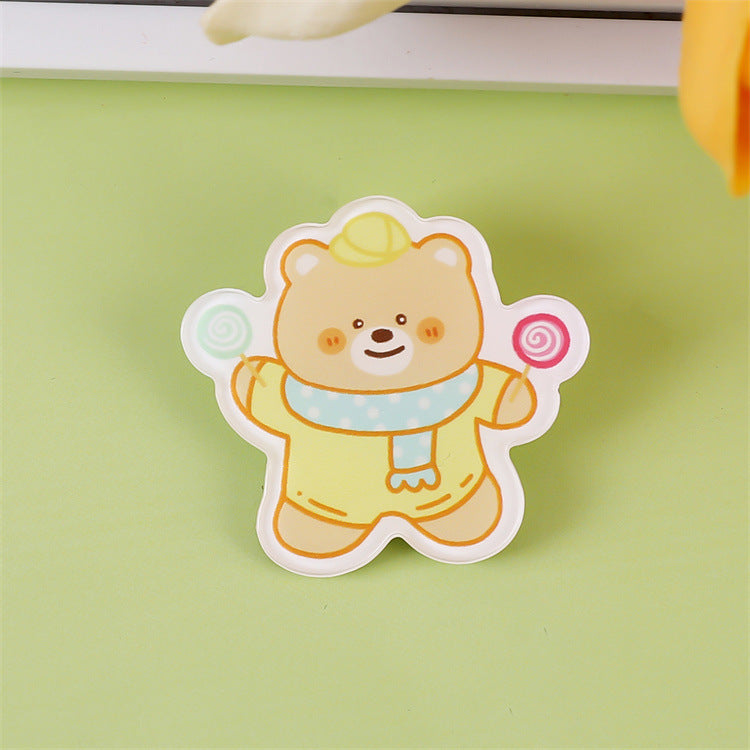 Animal Bear Cartoon Pin Brooches Made Of Acrylic Featuring Cute Design