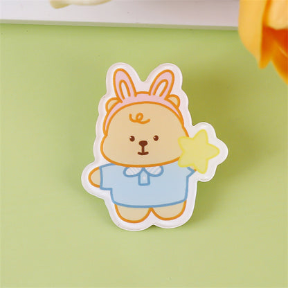 Animal Bear Cartoon Pin Brooches Made Of Acrylic Featuring Cute Design