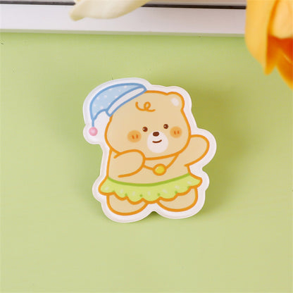 Animal Bear Cartoon Pin Brooches Made Of Acrylic Featuring Cute Design