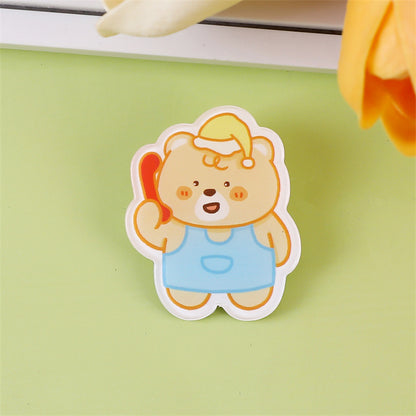 Animal Bear Cartoon Pin Brooches Made Of Acrylic Featuring Cute Design
