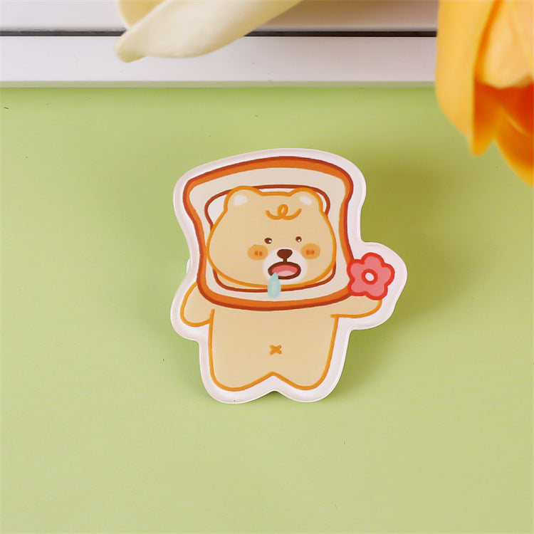 Animal Bear Cartoon Pin Brooches Made Of Acrylic Featuring Cute Design