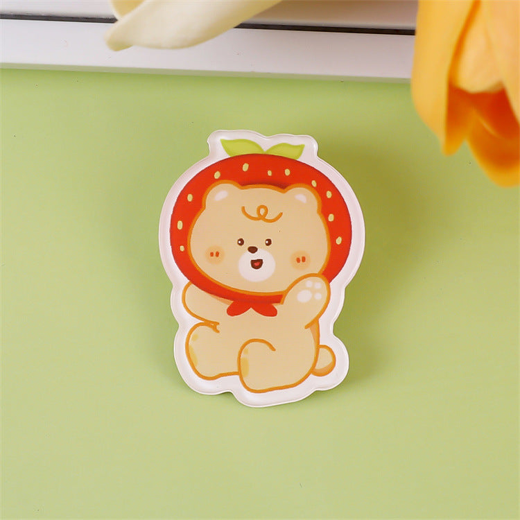 Animal Bear Cartoon Pin Brooches Made Of Acrylic Featuring Cute Design