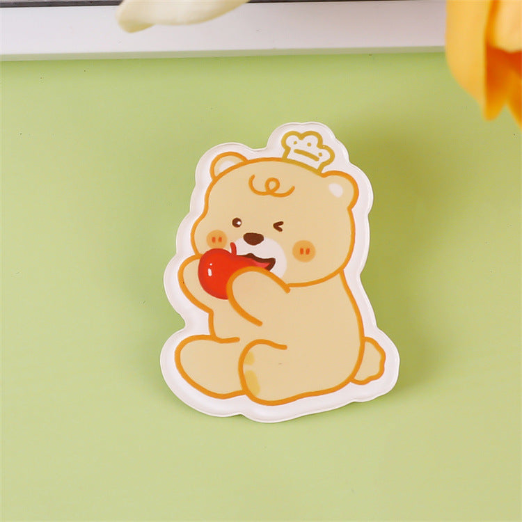Animal Bear Cartoon Pin Brooches Made Of Acrylic Featuring Cute Design