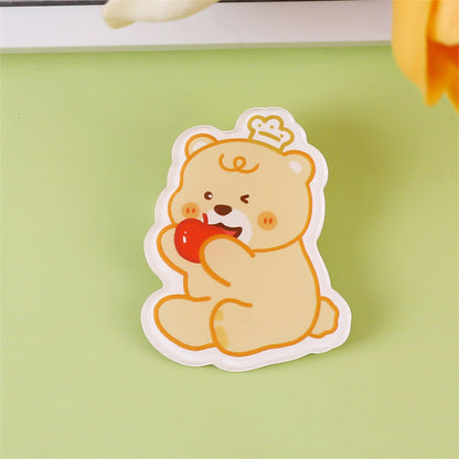 Animal Bear Cartoon Pin Brooches Made Of Acrylic Featuring Cute Design