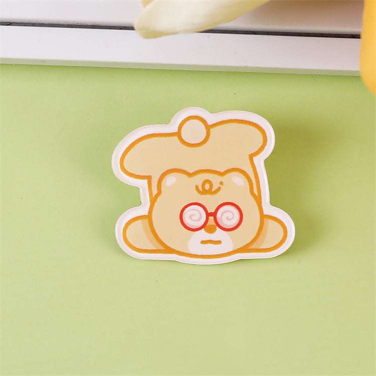 Animal Bear Cartoon Pin Brooches Made Of Acrylic Featuring Cute Design