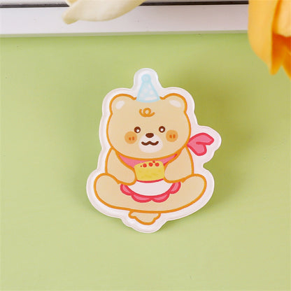 Animal Bear Cartoon Pin Brooches Made Of Acrylic Featuring Cute Design
