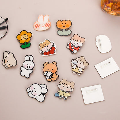 Animal Cartoon Rabbit Pin Brooch In Acrylic Material, Stylish And Lightweight Accessory
