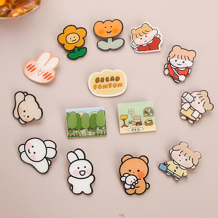 Animal Cartoon Rabbit Pin Brooch In Acrylic Material, Stylish And Lightweight Accessory