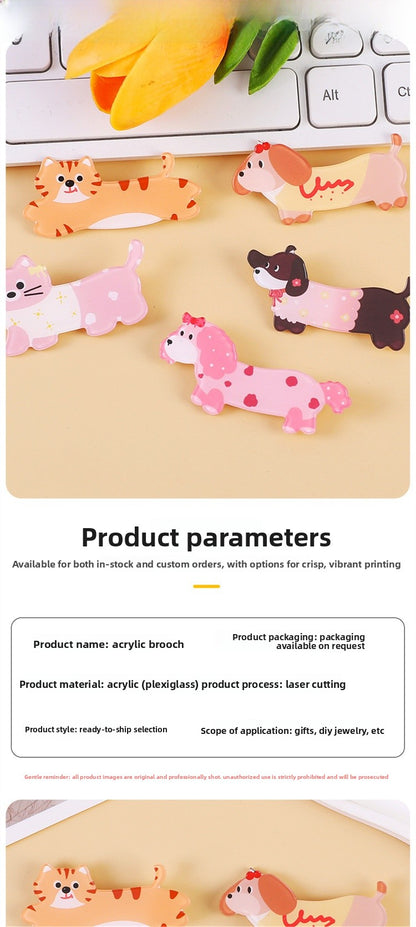 Animal Pattern Acrylic Dog Pin Brooch, Stylish And Durable Jewelry Accessory