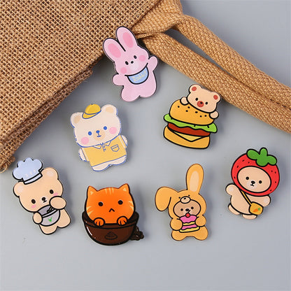 Cartoon Animal Bear Pin Brooch Made Of Acrylic, Featuring A Cute And Colorful Design