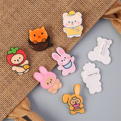 Cartoon Animal Bear Pin Brooch Made Of Acrylic, Featuring A Cute And Colorful Design