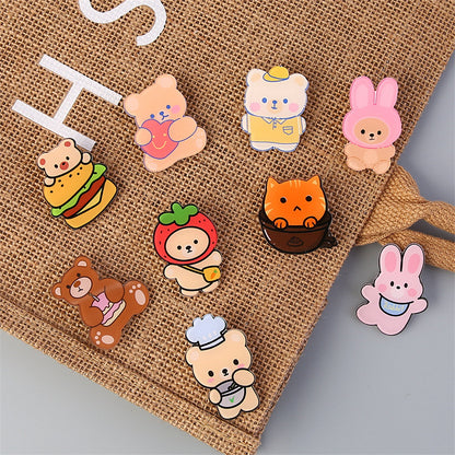 Cartoon Animal Bear Pin Brooch Made Of Acrylic, Featuring A Cute And Colorful Design