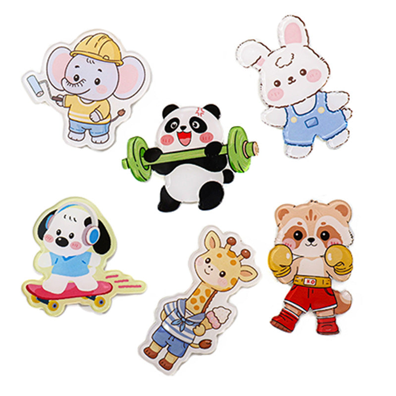 Animal Pin Brooch Featuring Bear And Rabbit Patterns In Multicolor Acrylic Material
