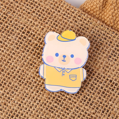 Cartoon Animal Bear Pin Brooch Made Of Acrylic, Featuring A Cute And Colorful Design