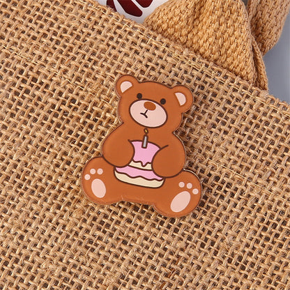 Cartoon Animal Bear Pin Brooch Made Of Acrylic, Featuring A Cute And Colorful Design