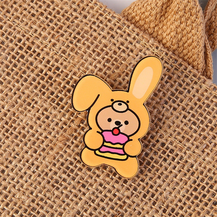Cartoon Animal Bear Pin Brooch Made Of Acrylic, Featuring A Cute And Colorful Design