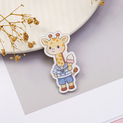 Animal Pin Brooch Featuring Bear And Rabbit Patterns In Multicolor Acrylic Material