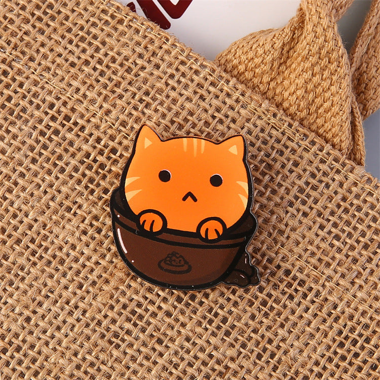 Cartoon Animal Bear Pin Brooch Made Of Acrylic, Featuring A Cute And Colorful Design