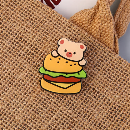 Cartoon Animal Bear Pin Brooch Made Of Acrylic, Featuring A Cute And Colorful Design