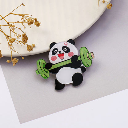 Animal Pin Brooch Featuring Bear And Rabbit Patterns In Multicolor Acrylic Material