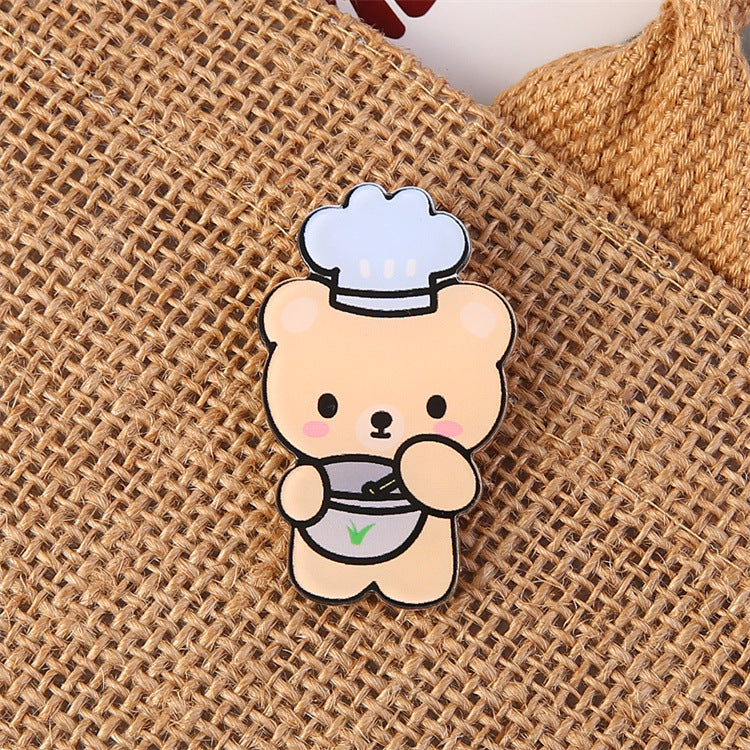 Cartoon Animal Bear Pin Brooch Made Of Acrylic, Featuring A Cute And Colorful Design