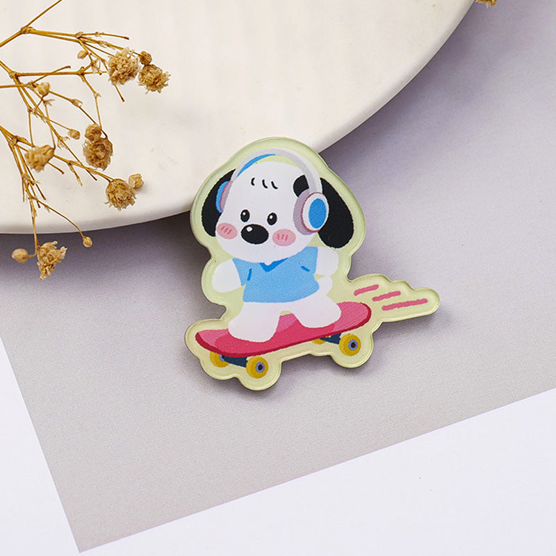 Animal Pin Brooch Featuring Bear And Rabbit Patterns In Multicolor Acrylic Material