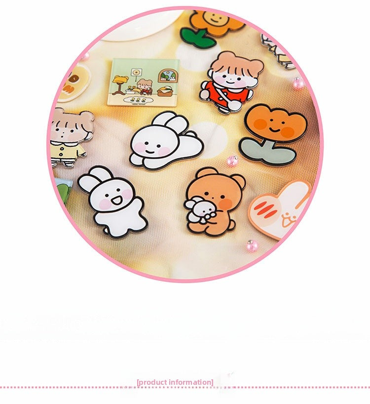 Animal Cartoon Rabbit Pin Brooch In Acrylic Material, Stylish And Lightweight Accessory