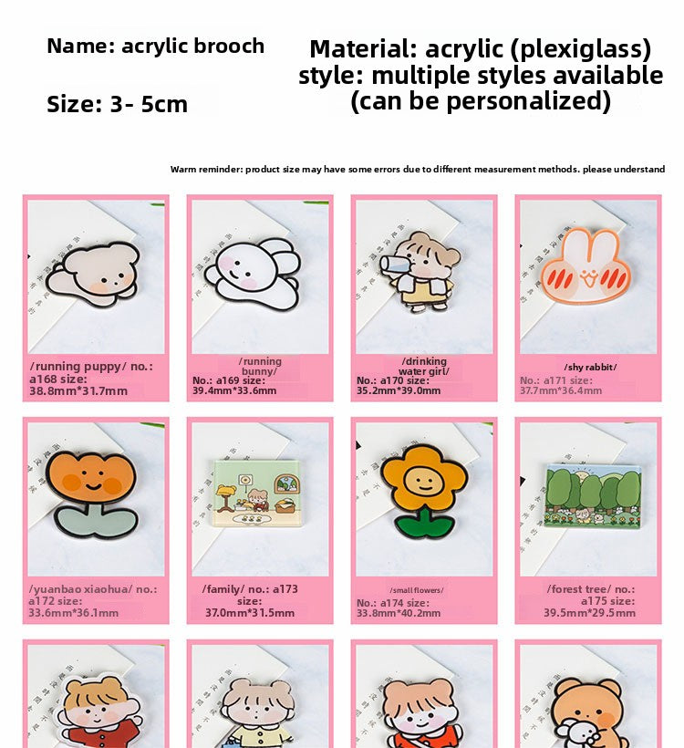 Animal Cartoon Rabbit Pin Brooch In Acrylic Material, Stylish And Lightweight Accessory