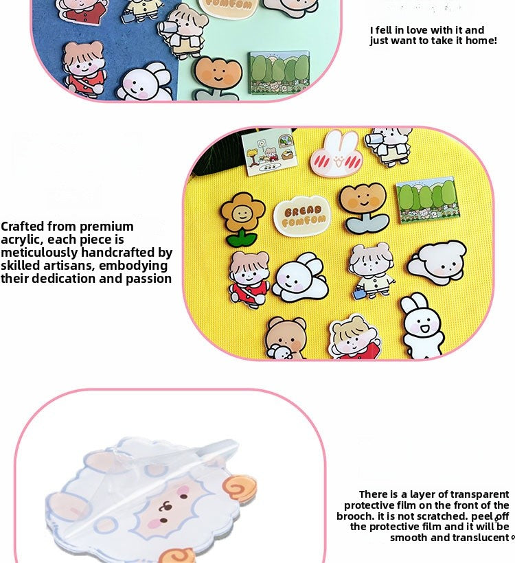 Animal Cartoon Rabbit Pin Brooch In Acrylic Material, Stylish And Lightweight Accessory