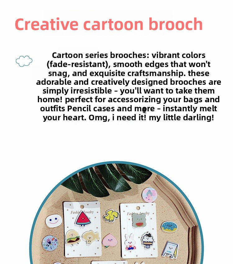 Cartoon Pin Brooches Made Of Acrylic Featuring Playful Designs For Stylish Accessories