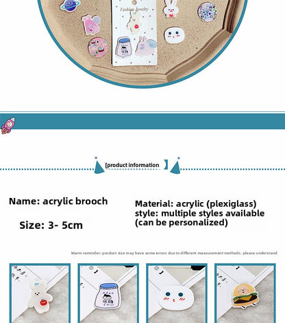 Cartoon Pin Brooches Made Of Acrylic Featuring Playful Designs For Stylish Accessories