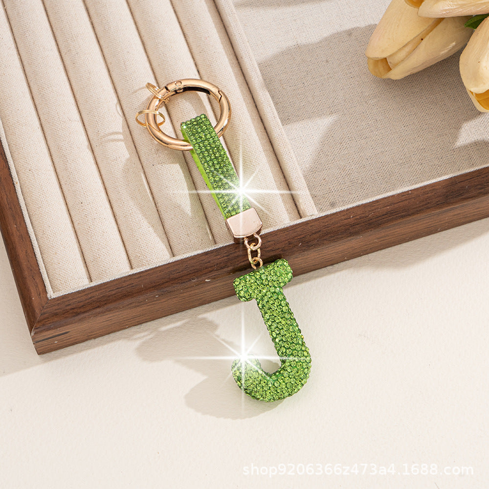 Multicolor Letter Keychain Featuring Rhinestone Material, Stylish Keychain Accessory